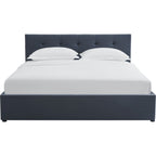 Tina - Lit Coffre Adulte avec Tête de Lit Matelassée en Velours et Sommier - Gris Foncé