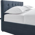 Tina - Lit Coffre Adulte avec Tête de Lit Matelassée en Velours et Sommier - Gris Foncé