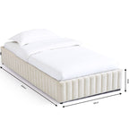 Balto - Lit Coffre Adulte 90x190 cm en Tissu Chenille - Beige