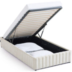 Balto - Lit Coffre Adulte 90x190 cm en Tissu Chenille - Beige