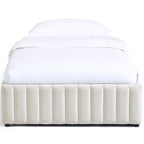 Balto - Lit Coffre Adulte 90x190 cm en Tissu Chenille - Beige