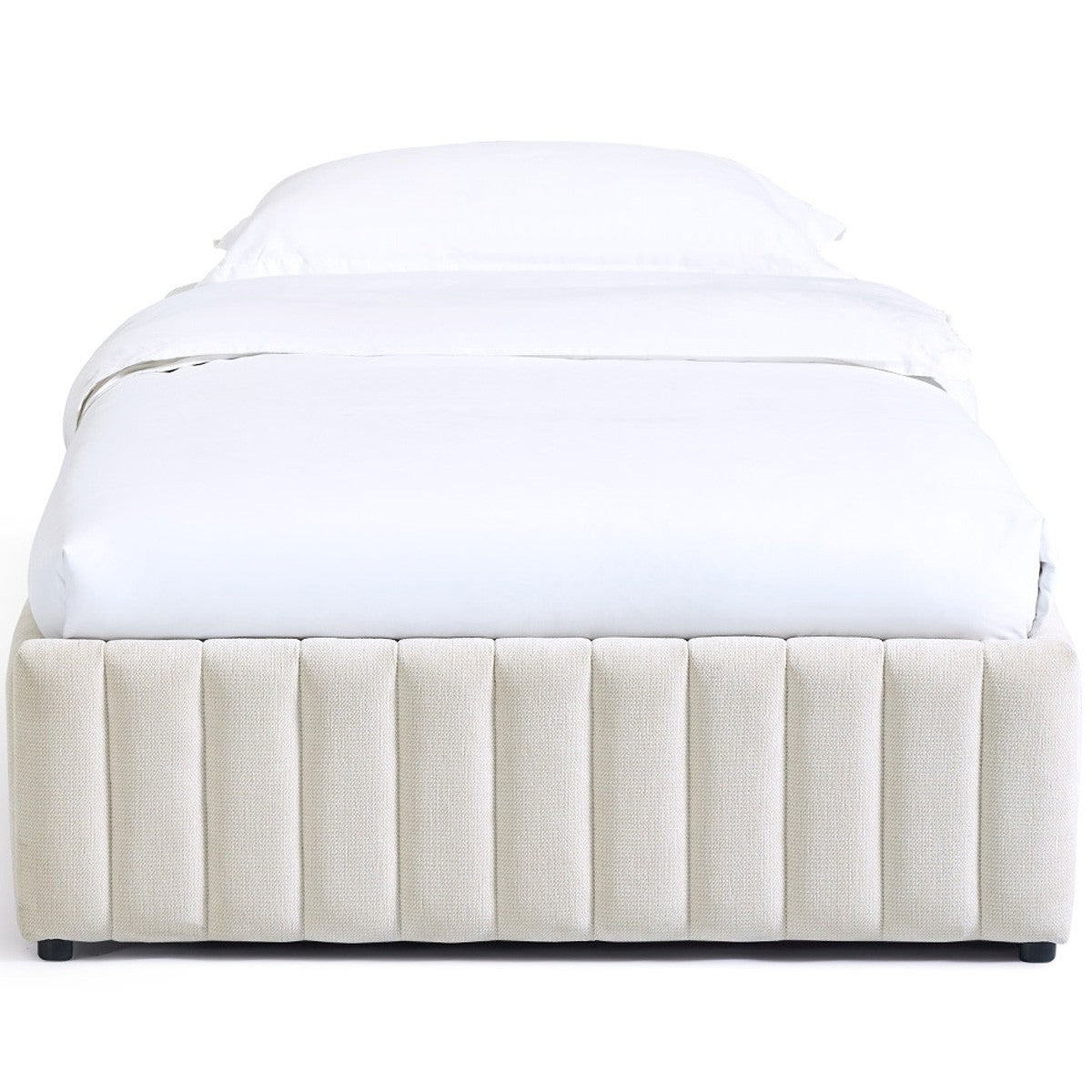 Balto - Lit Coffre Adulte 90x190 cm en Tissu Chenille - Beige