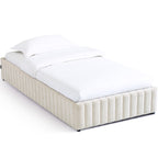 Balto - Lit Coffre Adulte 90x190 cm en Tissu Chenille - Beige