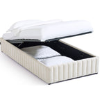 Balto - Lit Coffre Adulte 90x190 cm en Tissu Chenille - Beige