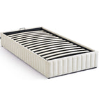 Balto - Lit Coffre Adulte 90x190 cm en Tissu Chenille - Beige