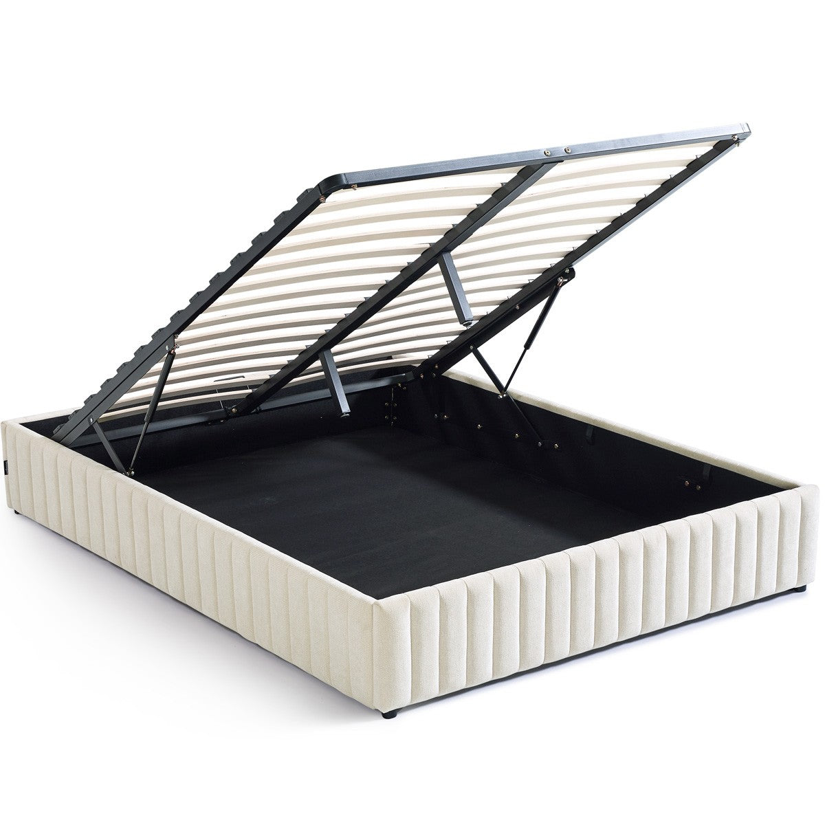 Balto - Lit Coffre Adulte en Tissu Chenille - Beige