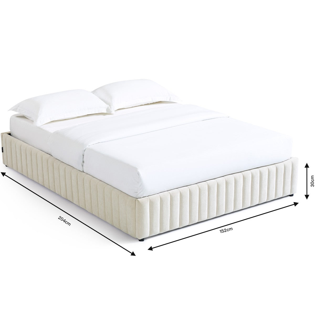 Balto - Lit Coffre Adulte en Tissu Chenille - Beige