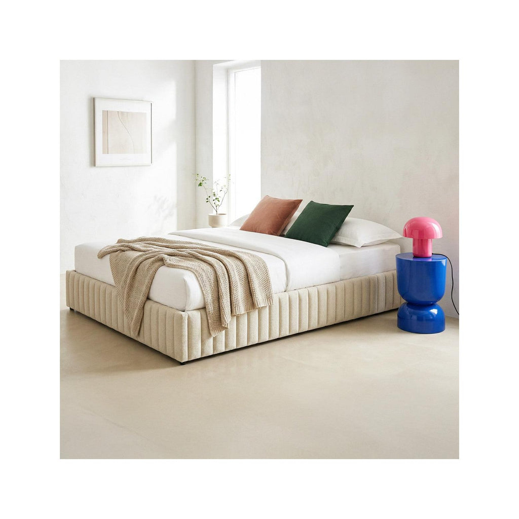 Balto - Lit Coffre Adulte en Tissu Chenille - Beige