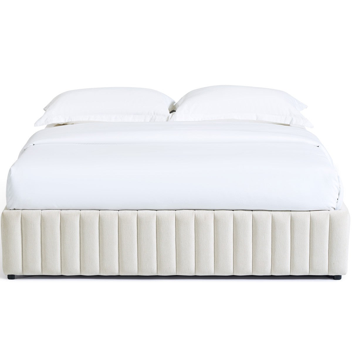 Balto - Lit Coffre Adulte en Tissu Chenille - Beige