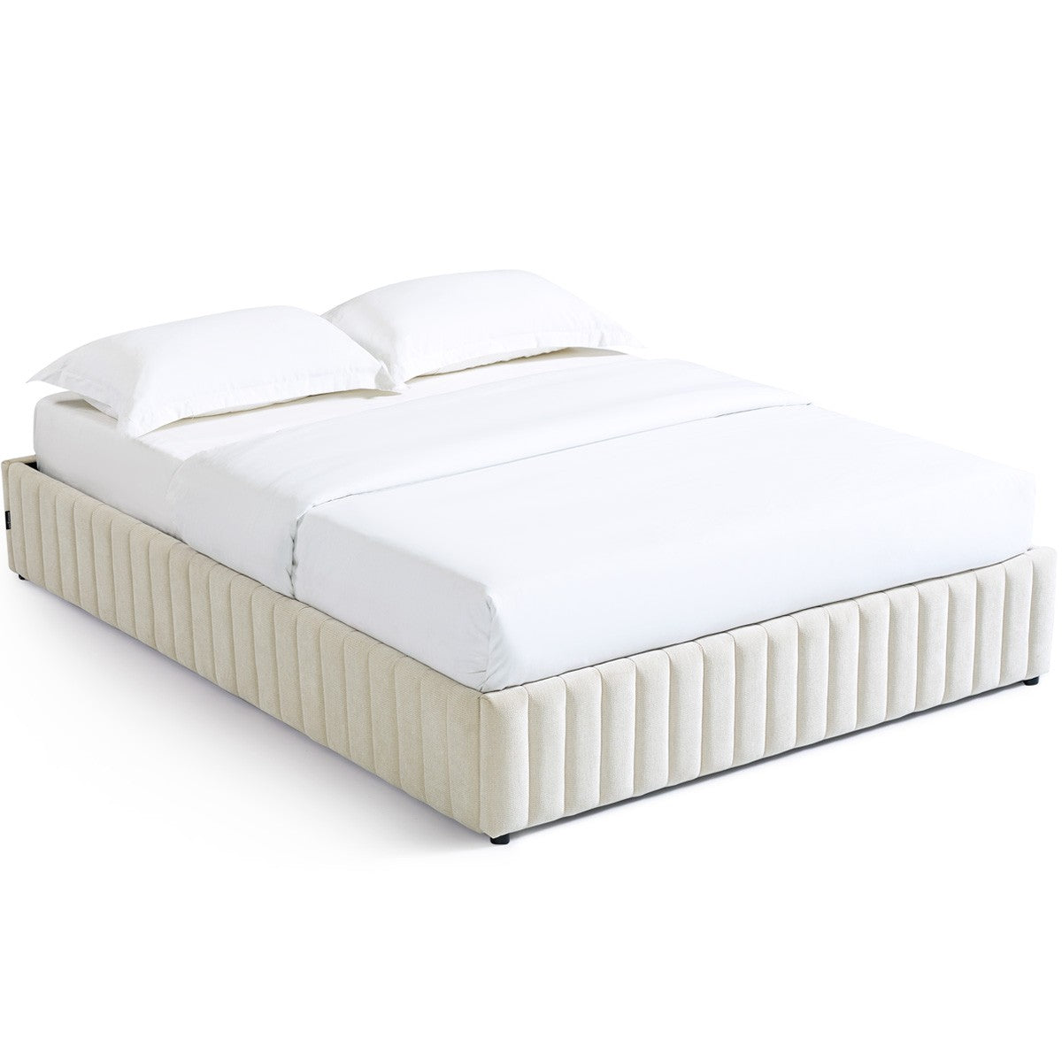 Balto - Lit Coffre Adulte en Tissu Chenille - Beige
