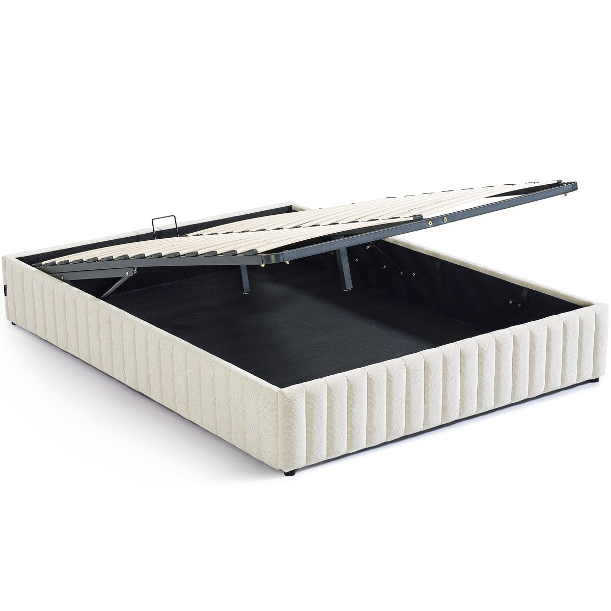 Balto - Lit Coffre Adulte en Tissu Chenille - Beige