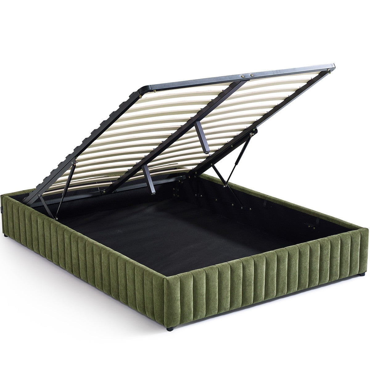 Balto - Lit Coffre Adulte en Tissu Chenille - Vert Kaki