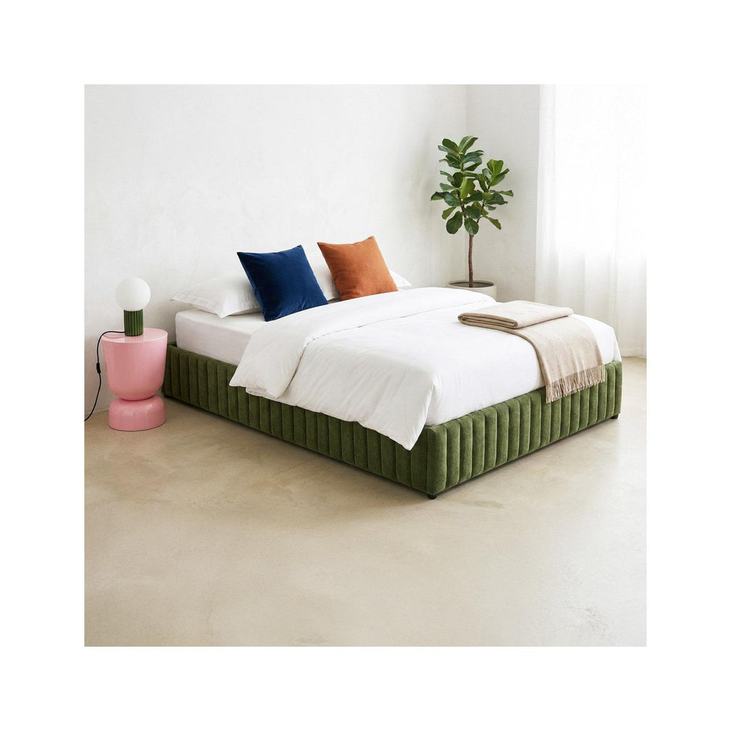 Balto - Lit Coffre Adulte en Tissu Chenille - Vert Kaki