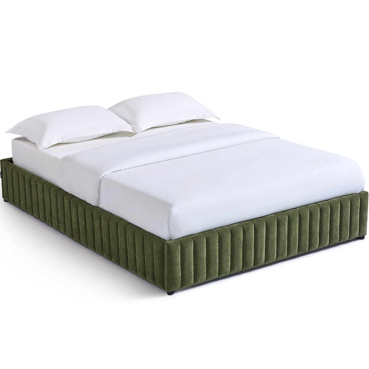 Balto - Lit Coffre Adulte en Tissu Chenille - Vert Kaki