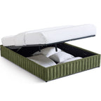 Balto - Lit Coffre Adulte en Tissu Chenille - Vert Kaki