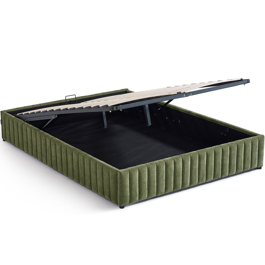 Balto - Lit Coffre Adulte en Tissu Chenille - Vert Kaki