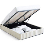 Balto - Lit Coffre Adulte en Tissu Chenille - Beige