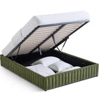 Balto - Lit Coffre Adulte en Tissu Chenille - Vert Kaki