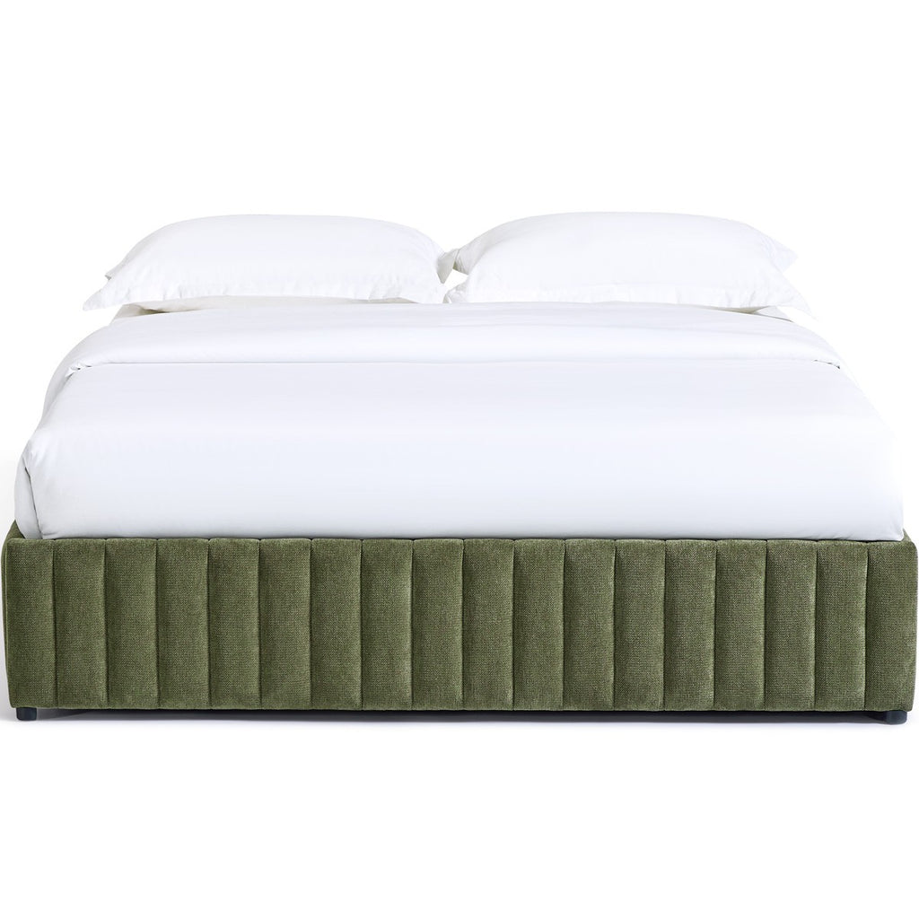 Balto - Lit Coffre Adulte en Tissu Chenille - Vert Kaki