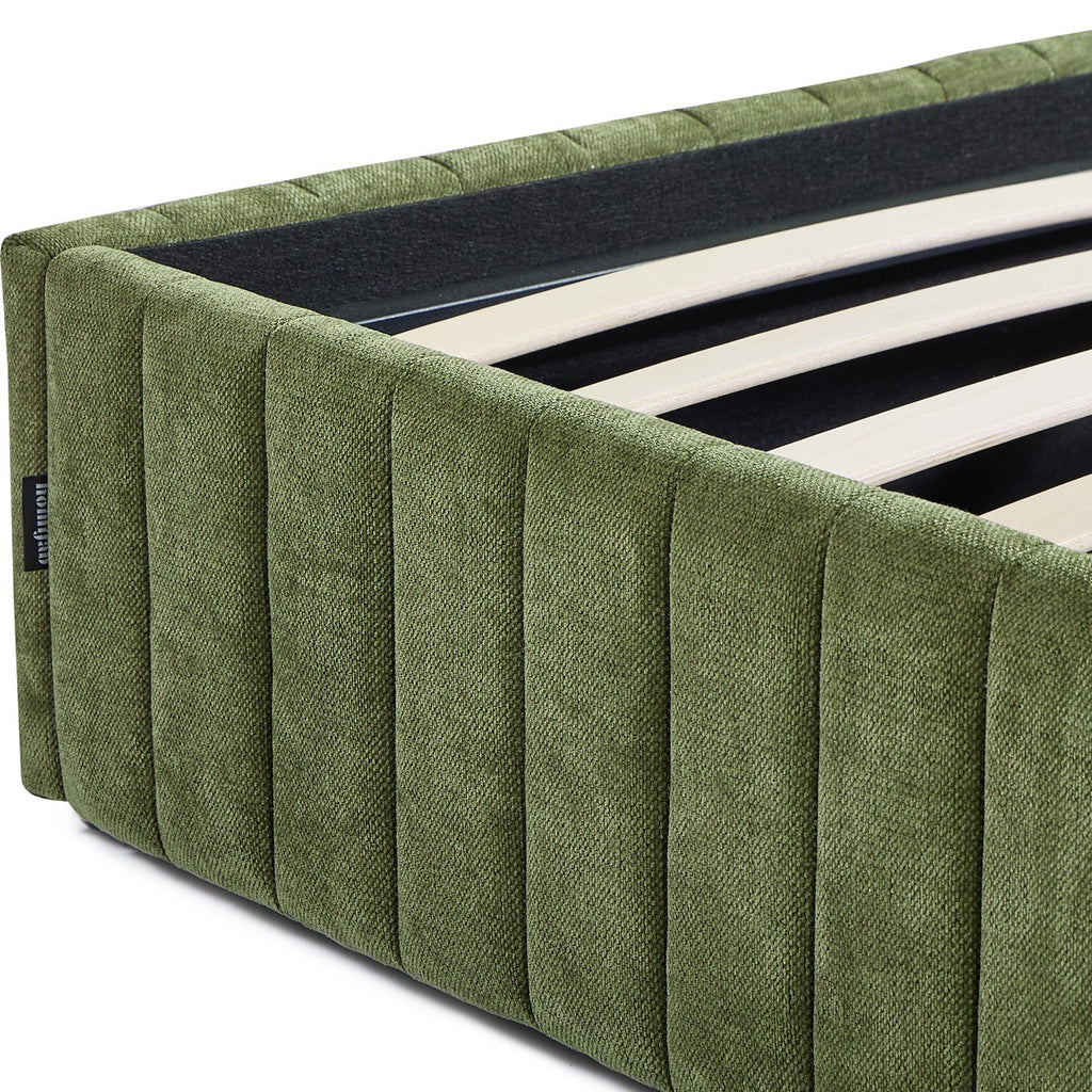 Balto - Lit Coffre Adulte en Tissu Chenille - Vert Kaki