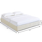 Balto - Lit Coffre Adulte en Tissu Chenille - Beige