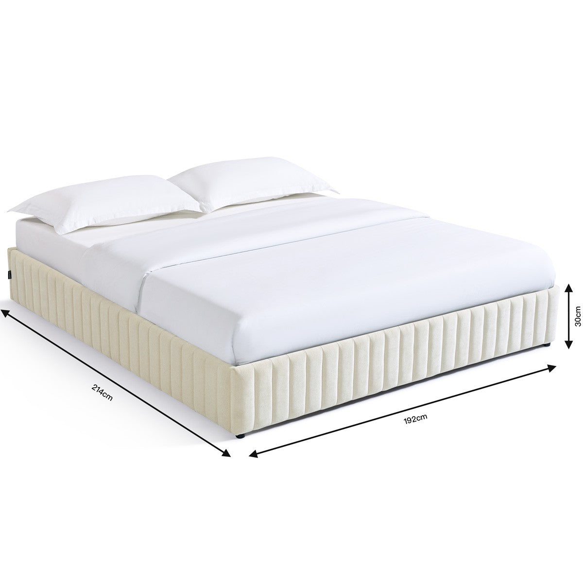 Balto - Lit Coffre Adulte en Tissu Chenille - Beige