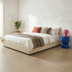 Balto - Lit Coffre Adulte en Tissu Chenille - Beige