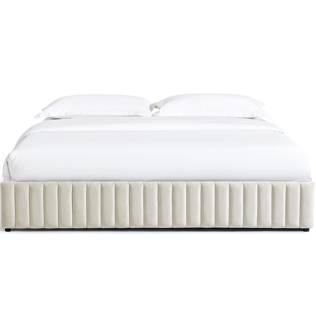 Balto - Lit Coffre Adulte en Tissu Chenille - Beige