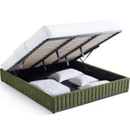 Balto - Lit Coffre Adulte en Tissu Chenille - Vert Kaki