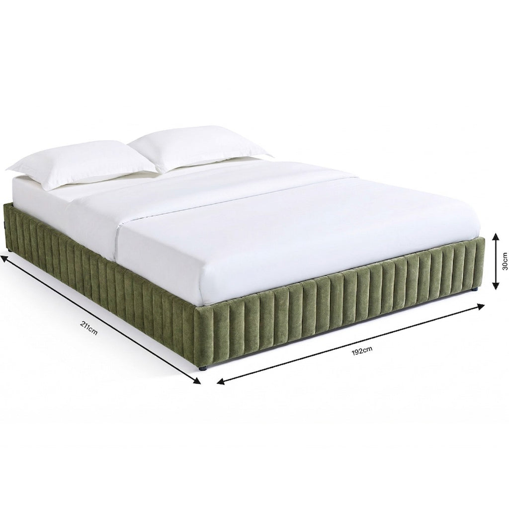 Balto - Lit Coffre Adulte en Tissu Chenille - Vert Kaki