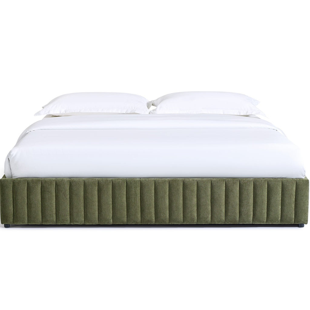 Balto - Lit Coffre Adulte en Tissu Chenille - Vert Kaki