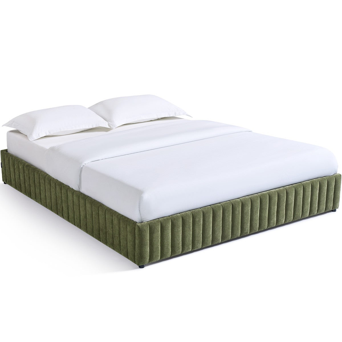 Balto - Lit Coffre Adulte en Tissu Chenille - Vert Kaki
