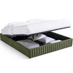 Balto - Lit Coffre Adulte en Tissu Chenille - Vert Kaki