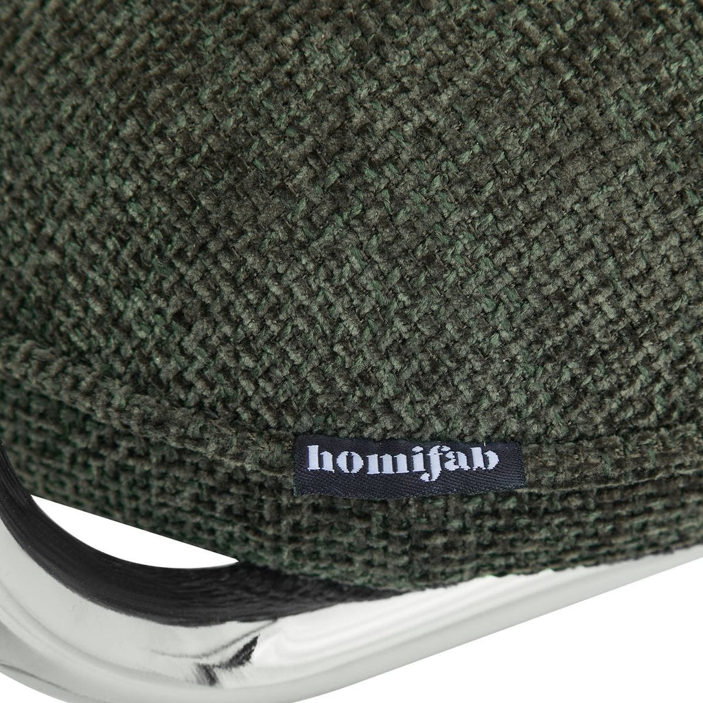 Lou - Lot de 2 Tabourets de Bar en Tissu Chenille, Piètement Chromé - Vert