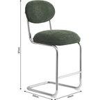 Lou - Lot de 2 Tabourets de Bar en Tissu Chenille, Piètement Chromé - Vert