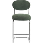 Lou - Lot de 2 Tabourets de Bar en Tissu Chenille, Piètement Chromé - Vert