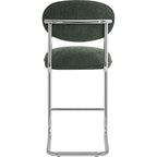 Lou - Lot de 2 Tabourets de Bar en Tissu Chenille, Piètement Chromé - Vert