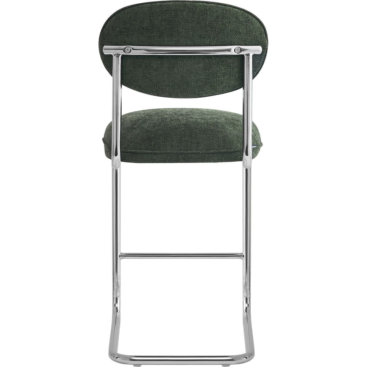 Lou - Lot de 2 Tabourets de Bar en Tissu Chenille, Piètement Chromé - Vert