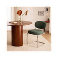 Lou - Lot de 2 Chaises de Salle à Manger en Tissu Chenille, Piètement Chromé - Vert