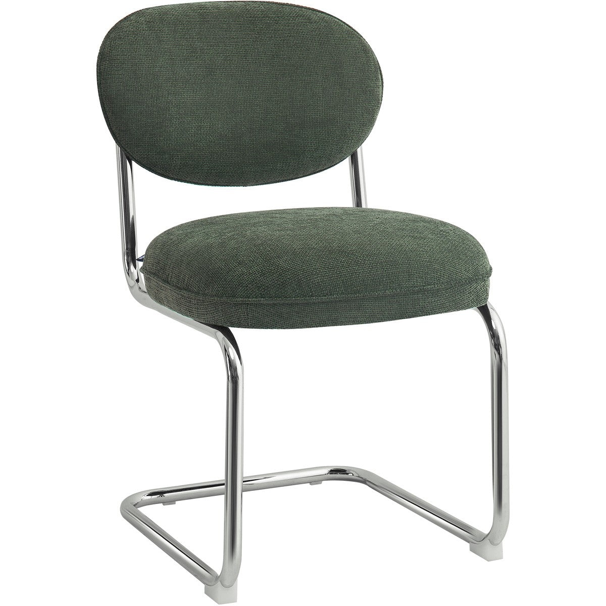 Lou - Lot de 2 Chaises de Salle à Manger en Tissu Chenille, Piètement Chromé - Vert