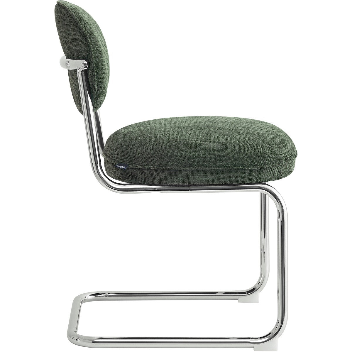 Lou - Lot de 2 Chaises de Salle à Manger en Tissu Chenille, Piètement Chromé - Vert