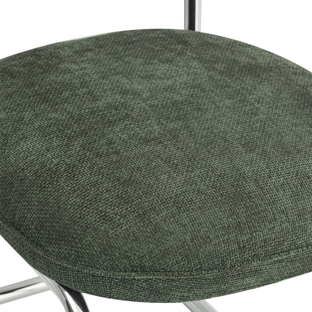 Lou - Lot de 2 Chaises de Salle à Manger en Tissu Chenille, Piètement Chromé - Vert