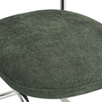 Lou - Lot de 2 Chaises de Salle à Manger en Tissu Chenille, Piètement Chromé - Vert