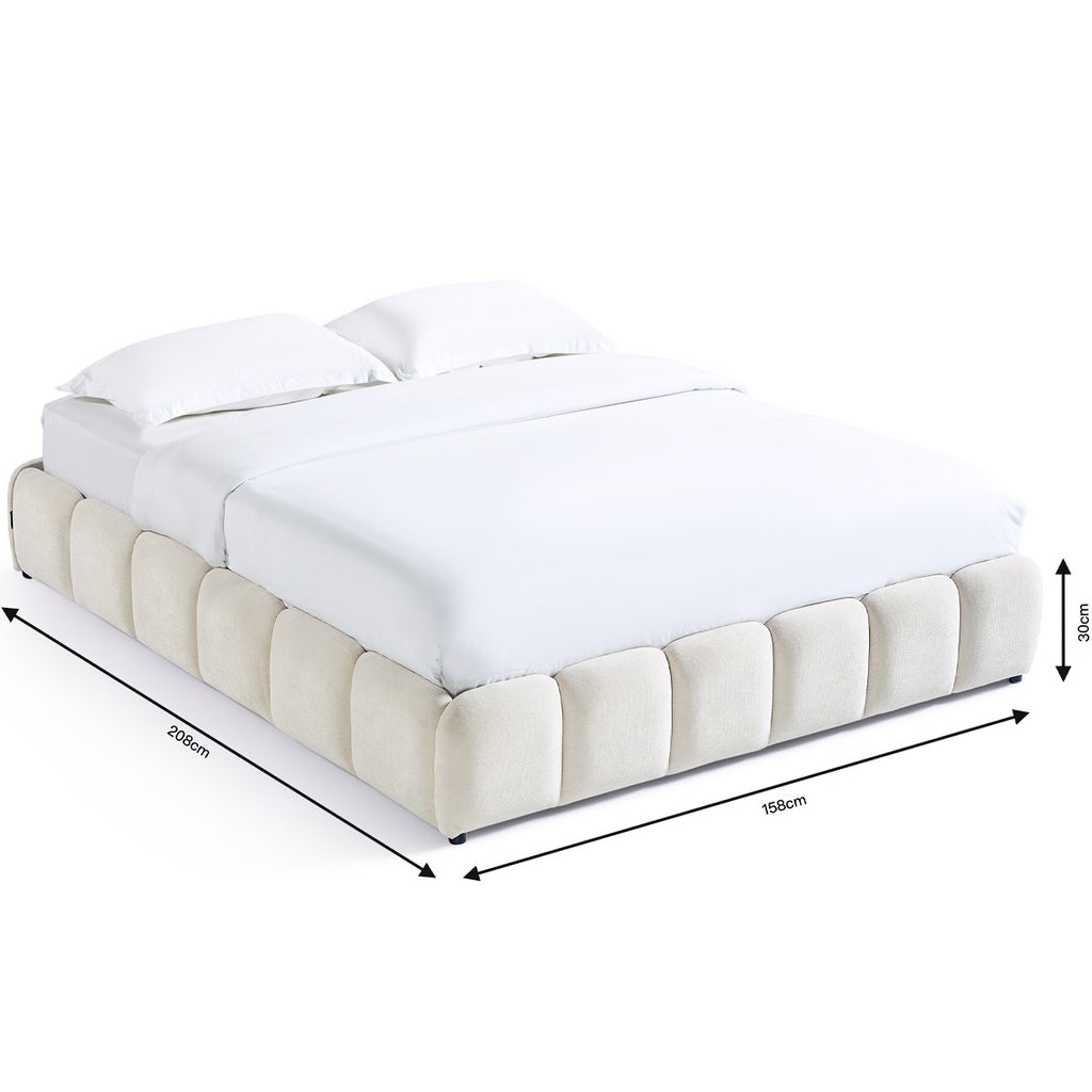 Nilsa - Lit Coffre Adulte en Tissu Chenille - Beige