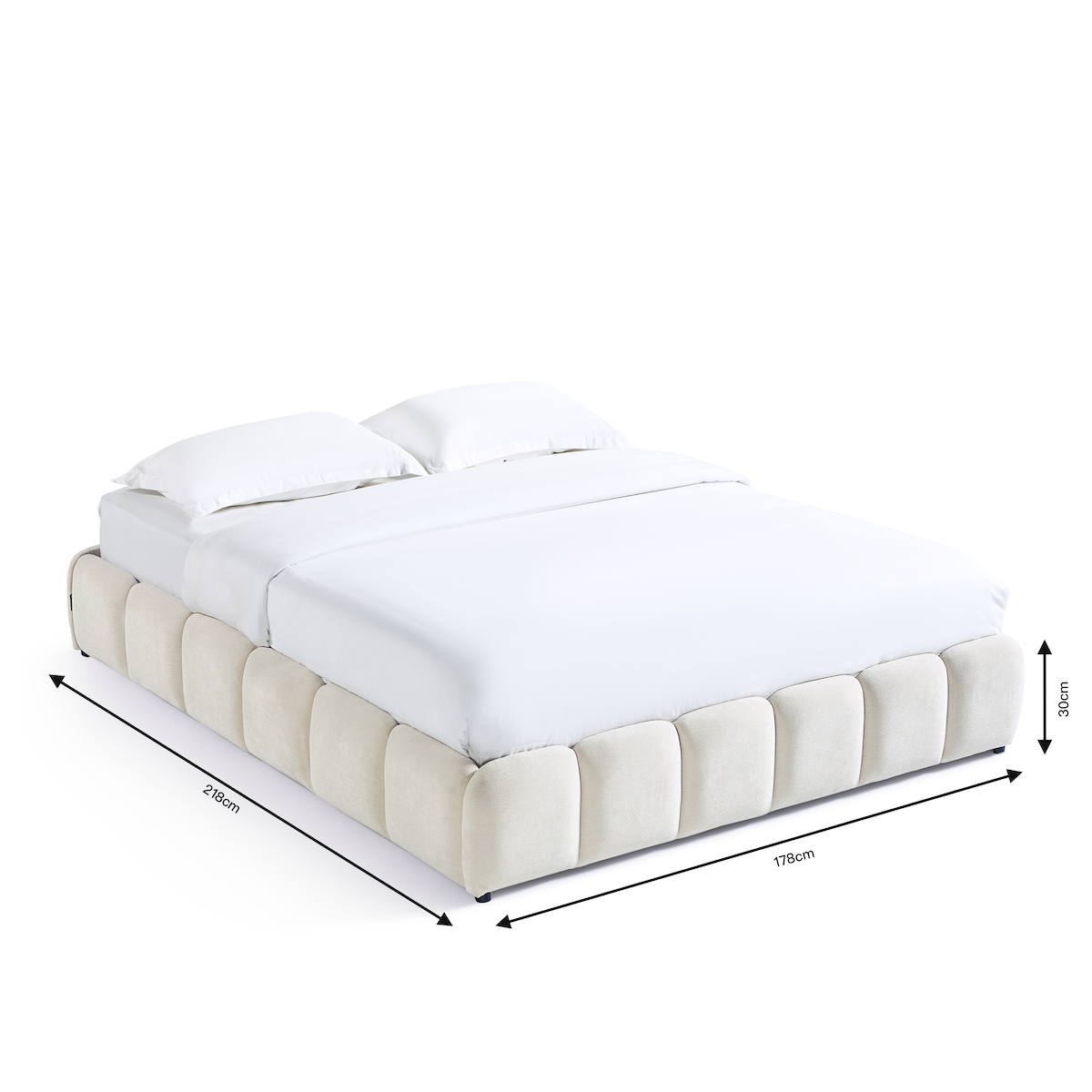 Nilsa - Lit Coffre Adulte en Tissu Chenille - Beige