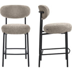 Orla – 2er-Set Barhocker – Chenille-Stoff – Taupe