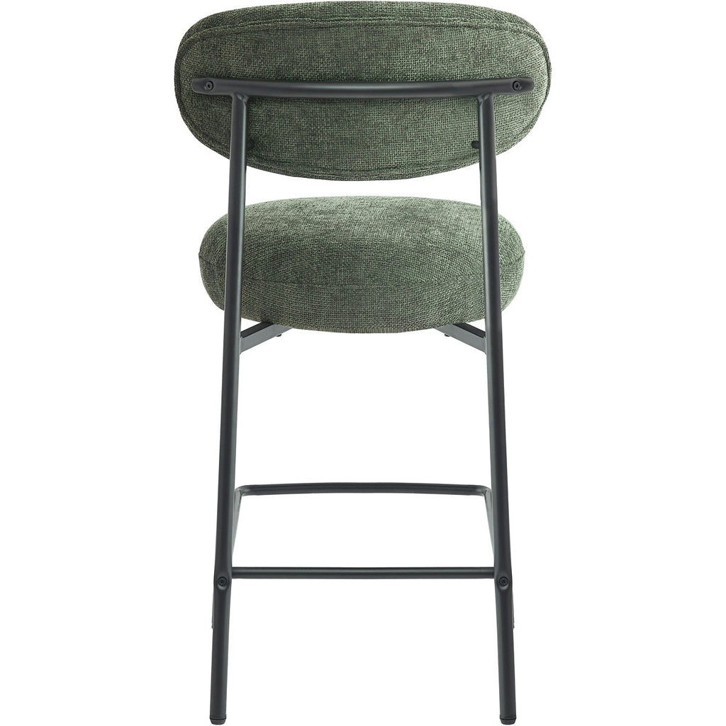 Orla - Lot de 2 Tabourets de Bar en Tissu Chenille - Vert