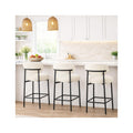 Orla - Lot de 2 Tabourets de Bar en Tissu Chenille - Beige