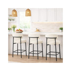 Orla - Lot de 2 Tabourets de Bar en Tissu Chenille - Beige