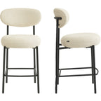 Orla - Lot de 2 Tabourets de Bar en Tissu Chenille - Beige